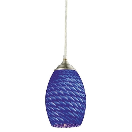 Z-Lite Jazz 1 Light Mini Pendant, Brushed Nickel & Blue 131B-BN